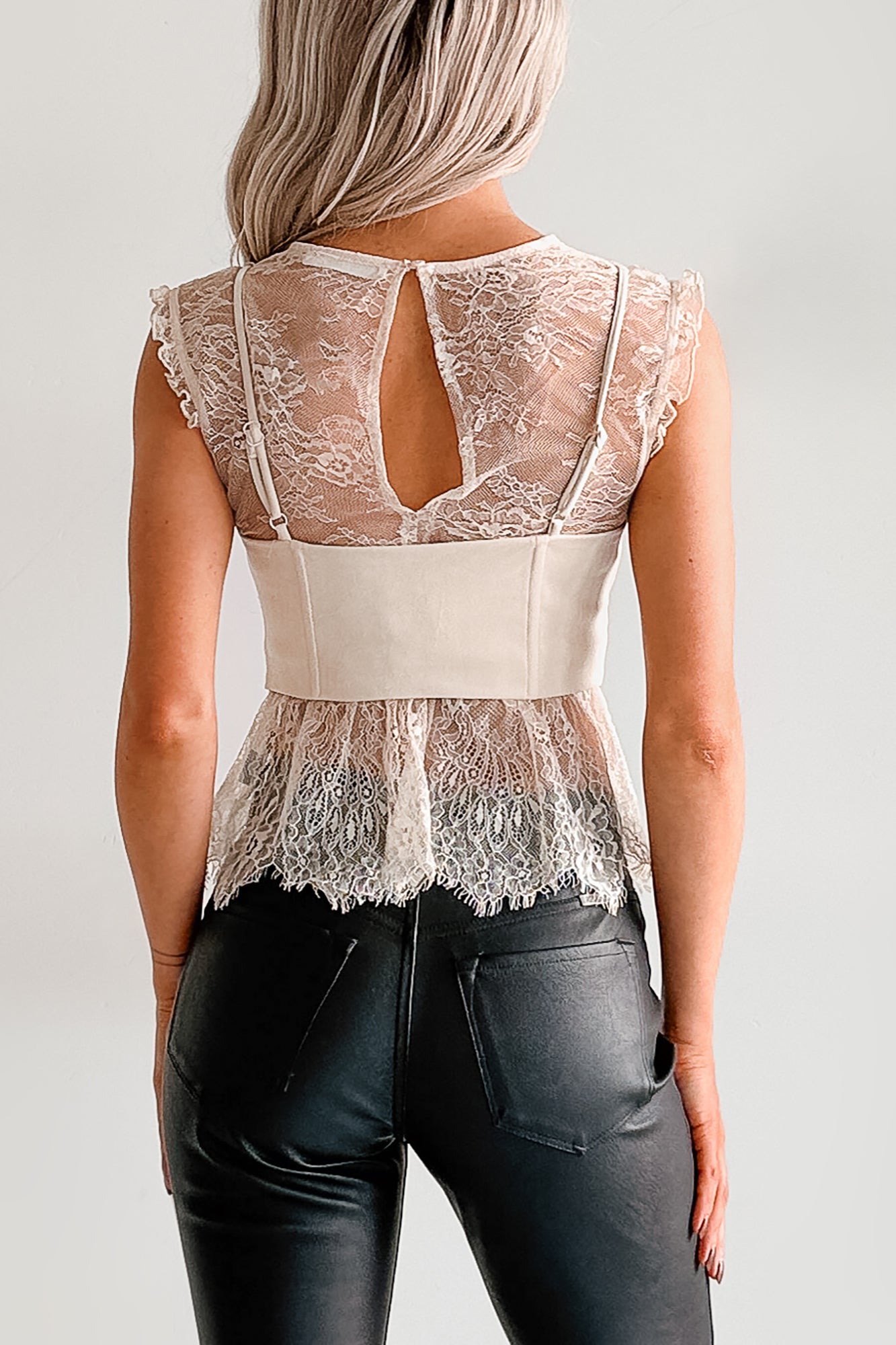 Dream It True Lace Detailed Sleeveless Top (Ecru) - NanaMacs