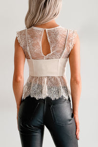 Dream It True Lace Detailed Sleeveless Top (Ecru) - NanaMacs