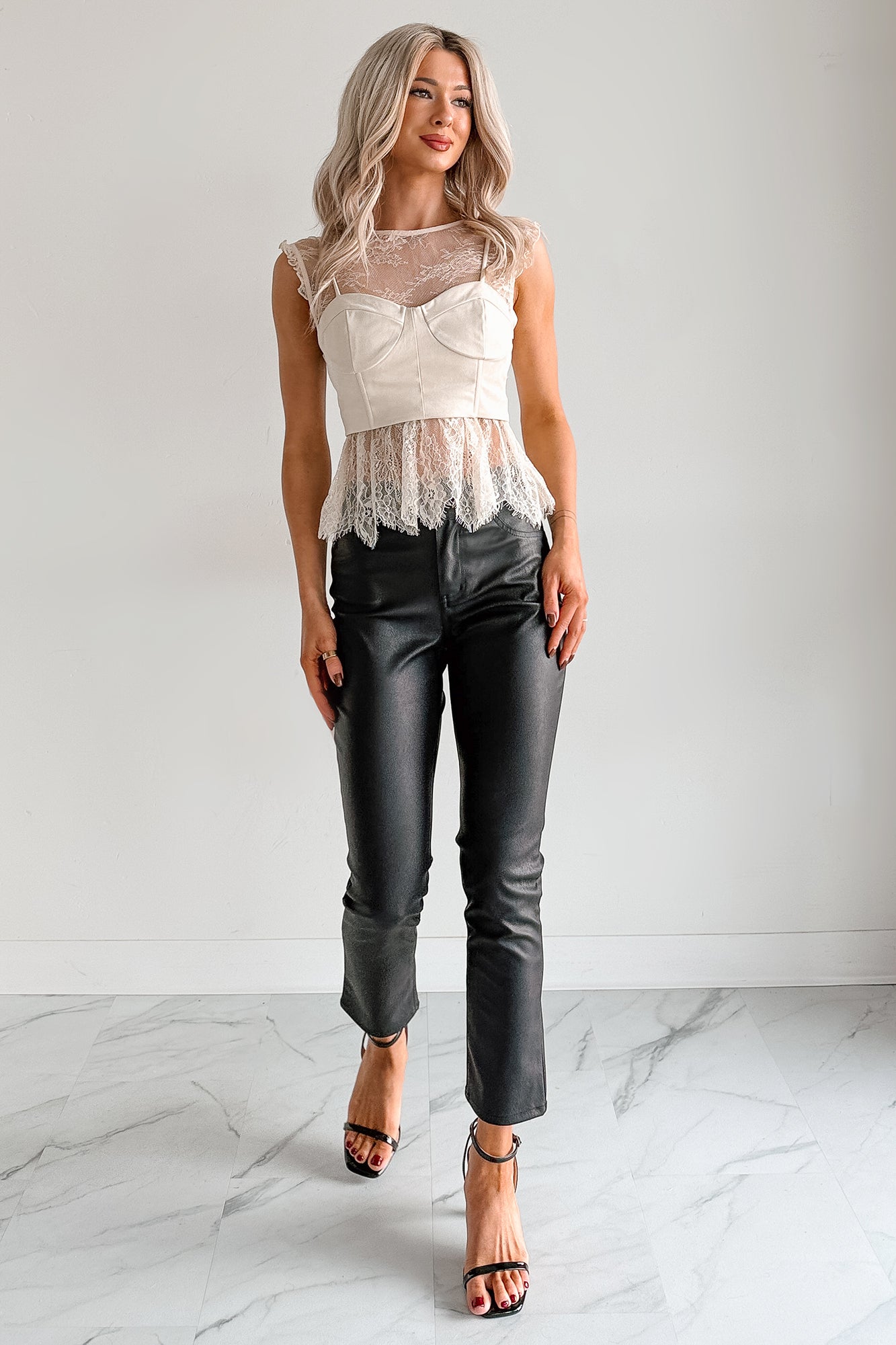 Dream It True Lace Detailed Sleeveless Top (Ecru) - NanaMacs