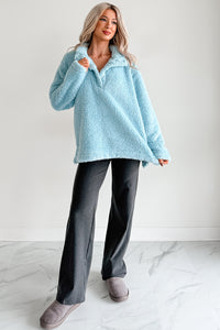 Blanket Bliss Oversized Fleece Pullover (Blue) - NanaMacs