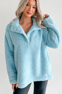 Blanket Bliss Oversized Fleece Pullover (Blue) - NanaMacs