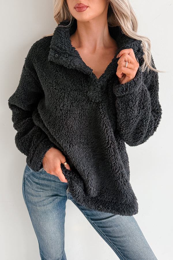Blanket Bliss Oversized Fleece Pullover (Black)