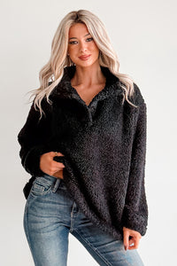 Blanket Bliss Oversized Fleece Pullover (Black) - NanaMacs