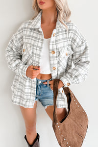 Laid Back Life Plaid Long Sleeve Shacket (Heather Grey) - NanaMacs
