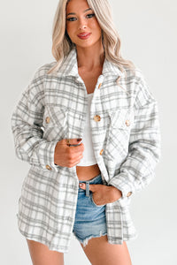Laid Back Life Plaid Long Sleeve Shacket (Heather Grey) - NanaMacs