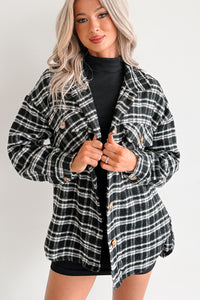 Laid Back Life Plaid Long Sleeve Shacket (Black) - NanaMacs