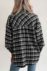Laid Back Life Plaid Long Sleeve Shacket (Black) - NanaMacs