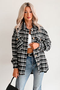 Laid Back Life Plaid Long Sleeve Shacket (Black) - NanaMacs