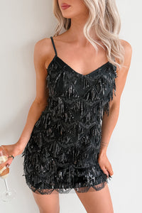 Lavish Looks Sleeveless Sequin Mini Dress (Black)