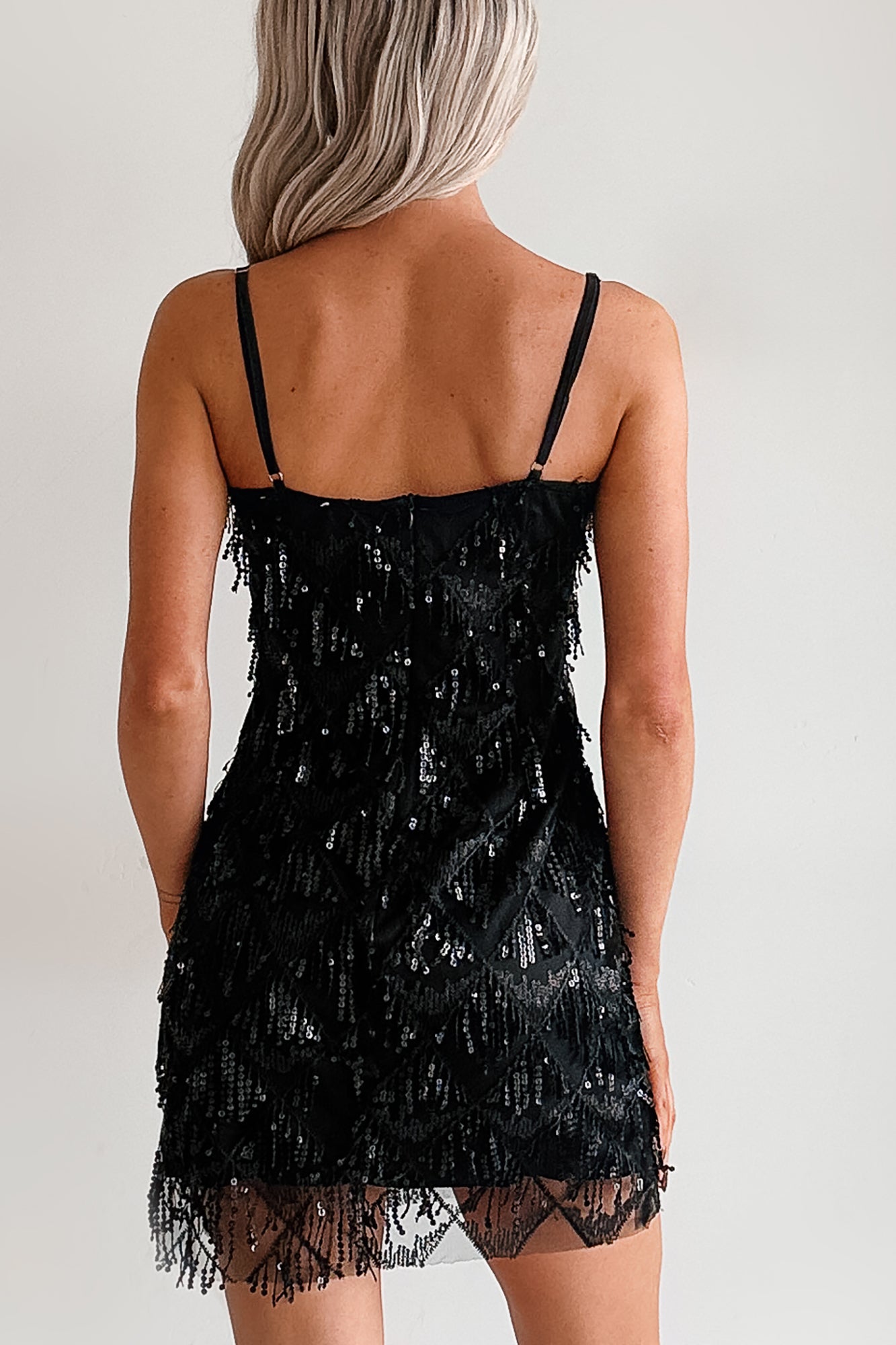 Lavish Looks Sleeveless Sequin Mini Dress (Black)