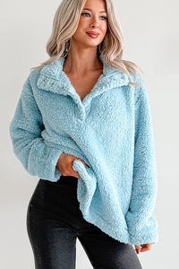 Blanket Bliss Oversized Fleece Pullover (Blue) - NanaMacs