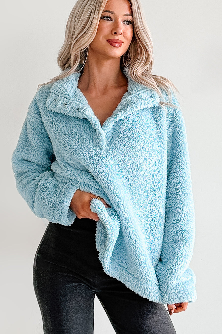 Blanket Bliss Oversized Fleece Pullover (Blue) - NanaMacs