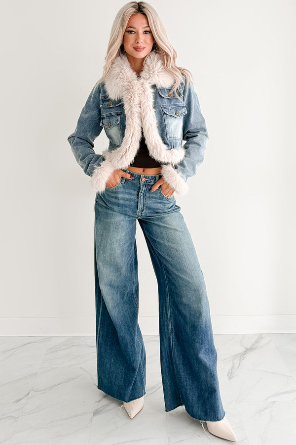 Aldo High Rise Wide Leg Hidden Brand Jeans (Medium Vintage)