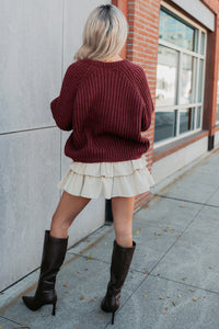 Right Thing Knit Raglan Sleeve Cardigan (Wine) - NanaMacs