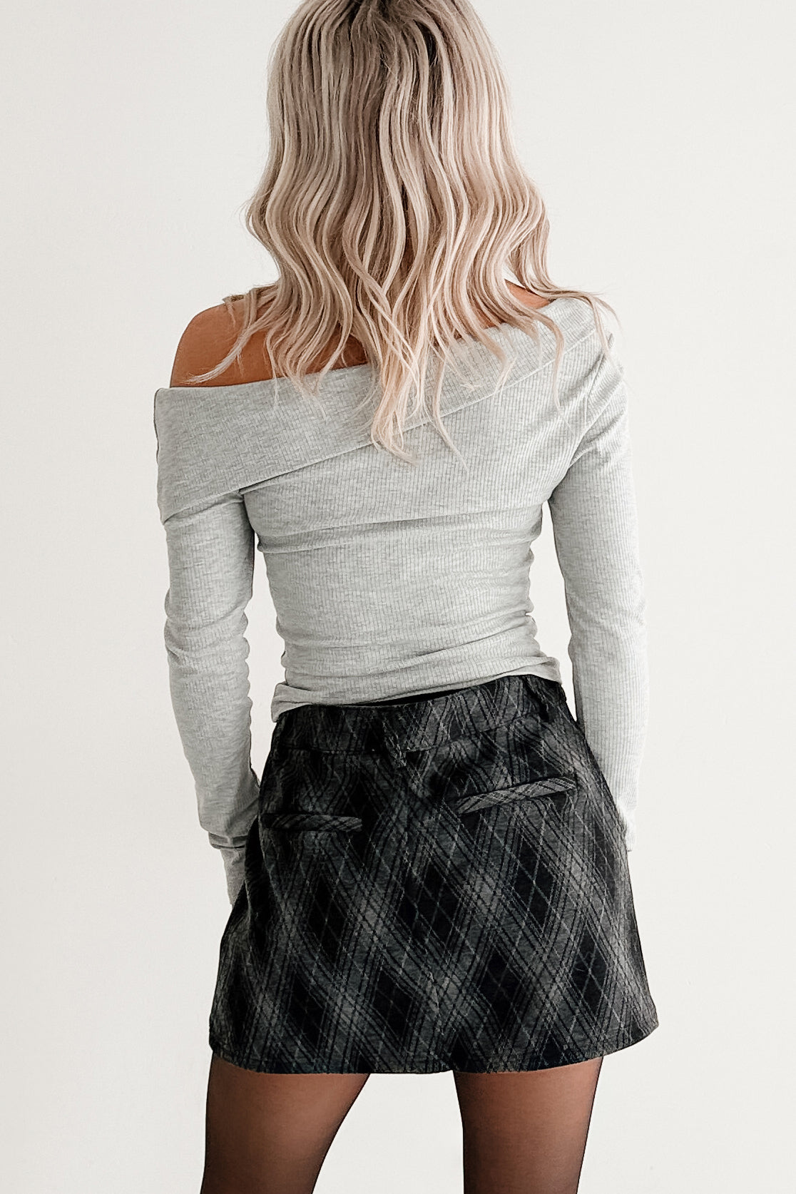 Luxe Basics One Shoulder Ribbed Top (Heather Grey) - NanaMacs