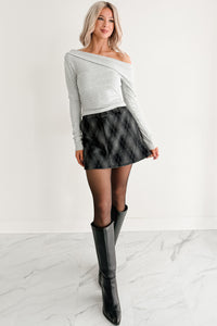 Luxe Basics One Shoulder Ribbed Top (Heather Grey) - NanaMacs