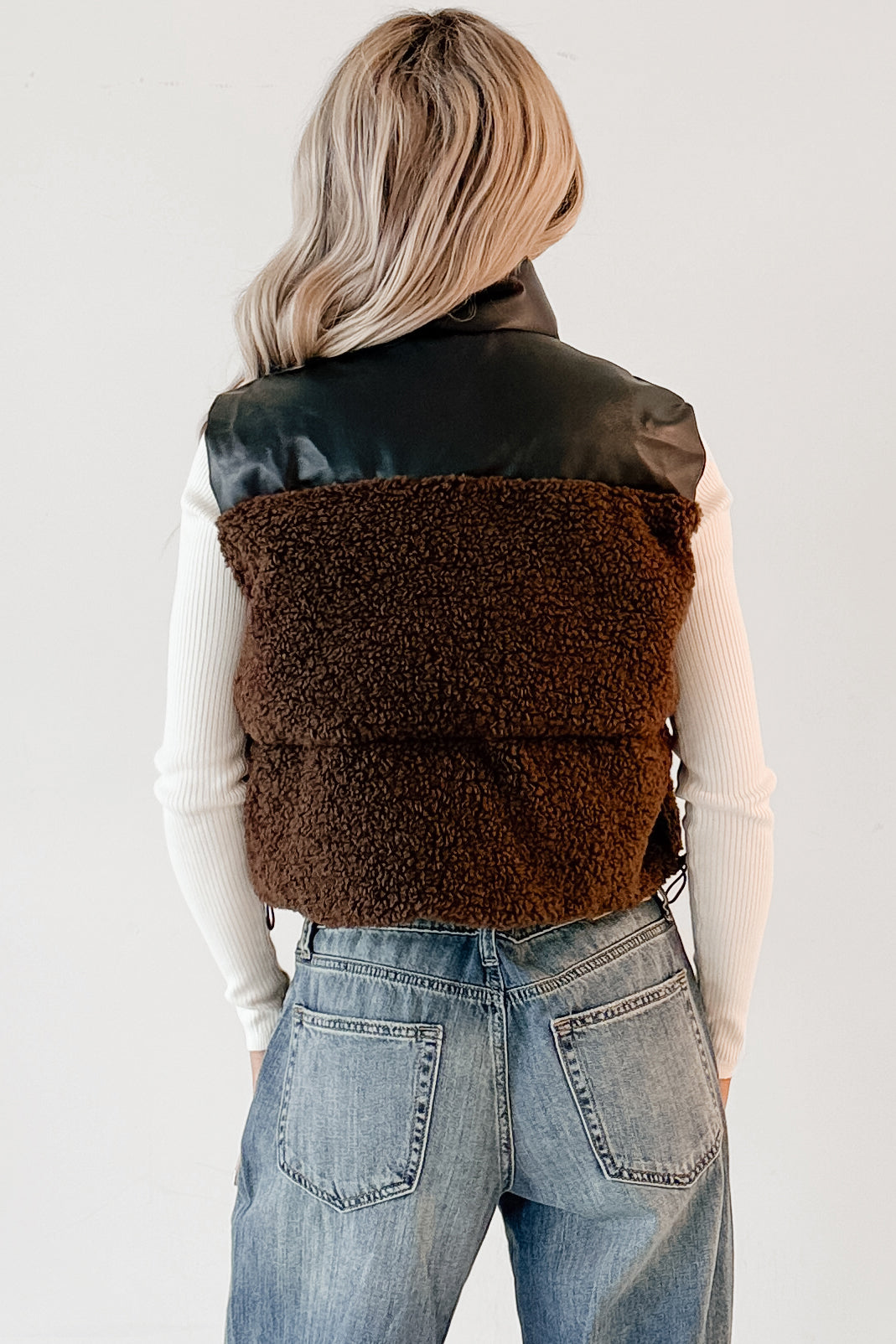 Candle Lit Nights Sherpa Puffer Vest (Brown) - NanaMacs