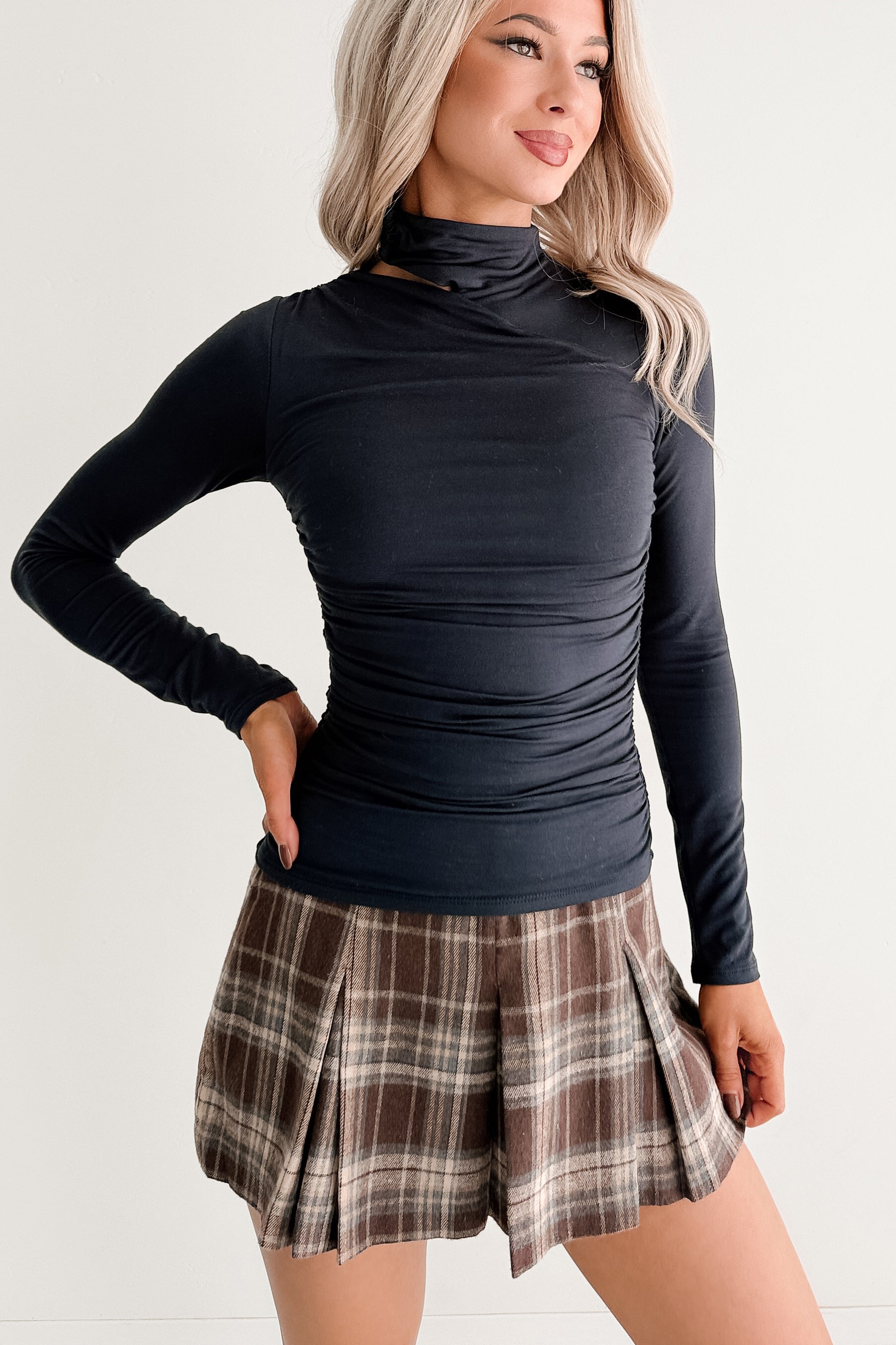 Close To Me Long Sleeve Cut-Out Top (Dark Navy) - NanaMacs