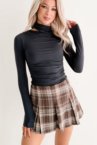 Close To Me Long Sleeve Cut-Out Top (Dark Navy) - NanaMacs