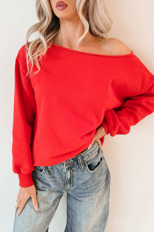 Everyday Things Boat Neck Sweatshirt (Red) - Ships by 12/2