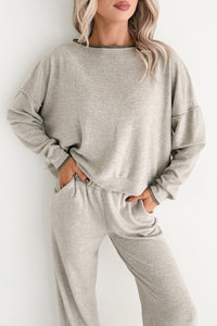 Woolen Wishes Contrast Trim Sweater (Heather Taupe) - NanaMacs