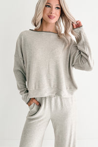 Woolen Wishes Contrast Trim Sweater (Heather Taupe) - NanaMacs