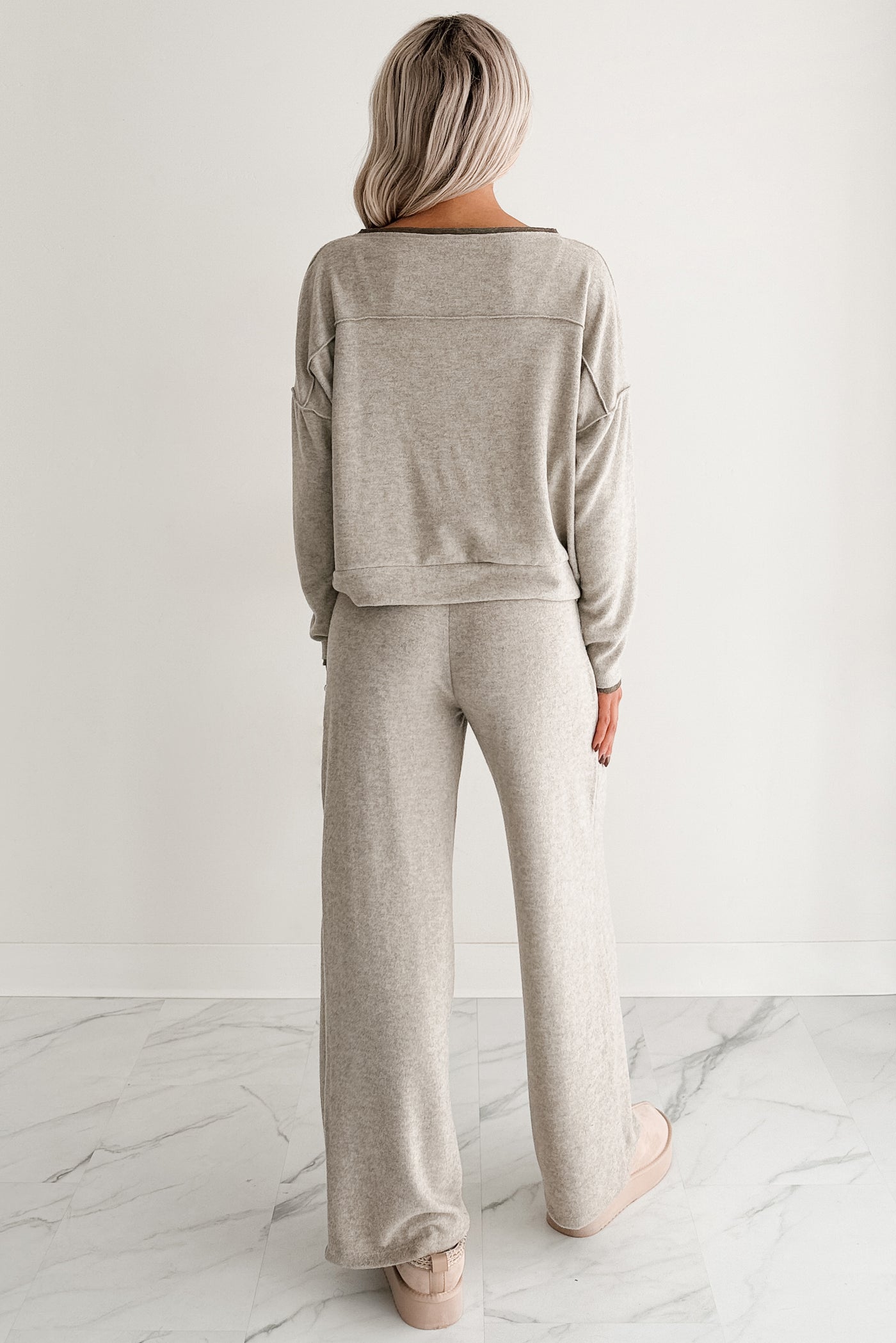 Woolen Wishes Contrast Trim Sweater (Heather Taupe) - NanaMacs