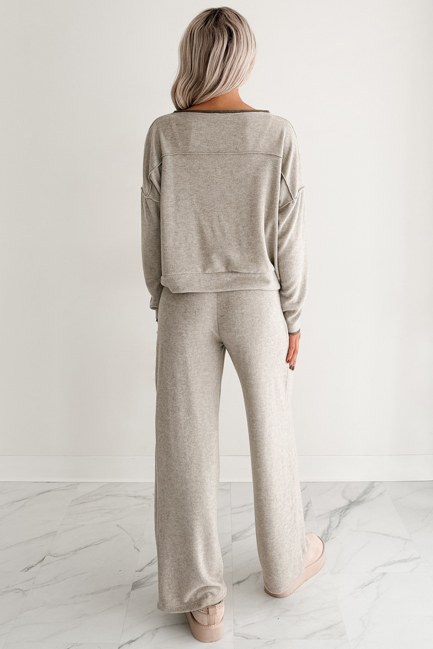 Stay Toasty Straight Leg Lounge Pants (Heather Taupe) - NanaMacs