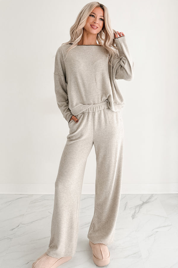 Stay Toasty Straight Leg Lounge Pants (Heather Taupe)