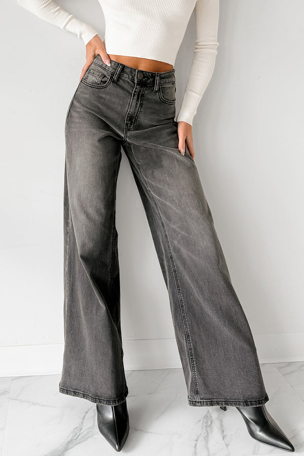 Bane High Rise Wide Leg Cello Jeans (Grey)