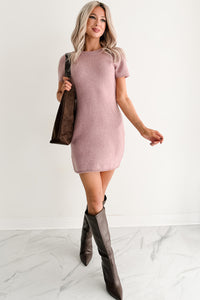Blanket State Short Sleeve Knit Mini Dress (Mauve)