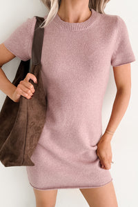 Blanket State Short Sleeve Knit Mini Dress (Mauve)