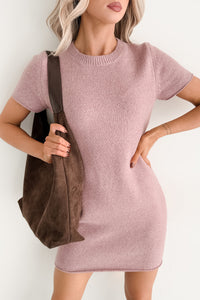 Blanket State Short Sleeve Knit Mini Dress (Mauve)