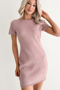Blanket State Short Sleeve Knit Mini Dress (Mauve)
