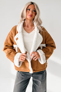 Carol Nights Faux Suede Sherpa Jacket (Camel) - NanaMacs