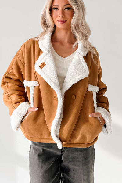 Carol Nights Faux Suede Sherpa Jacket (Camel) - NanaMacs