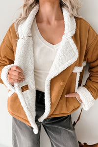 Carol Nights Faux Suede Sherpa Jacket (Camel) - NanaMacs
