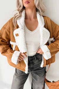 Carol Nights Faux Suede Sherpa Jacket (Camel) - NanaMacs