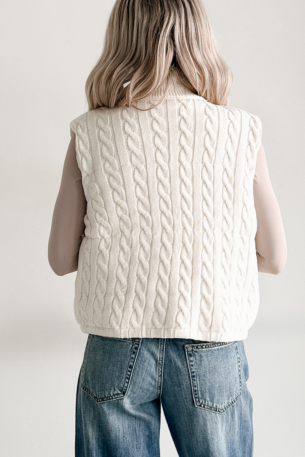 Warm Welcome Cable Knit Puffer Vest (Ivory) · NanaMacs