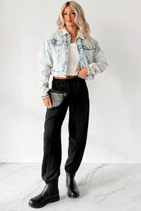 Wintry Whispers Sherpa Denim Jacket (Acid Blue) - NanaMacs