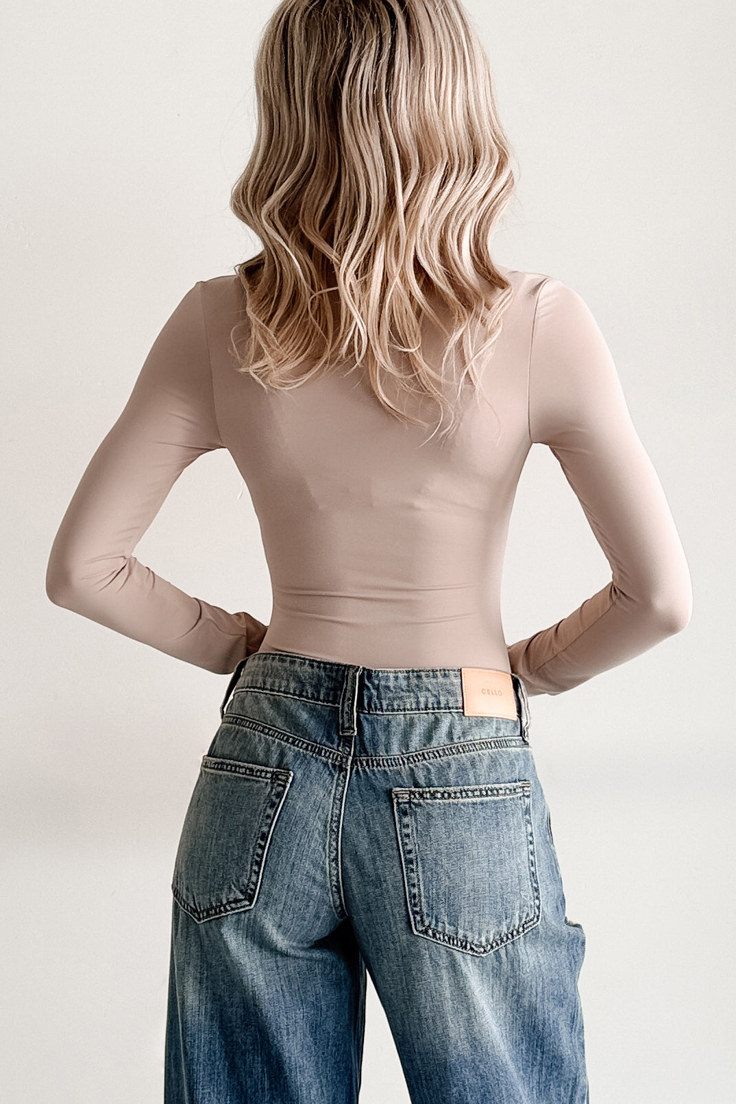 Daily Ease Long Sleeve V Neck Bodysuit (Light Taupe) - NanaMacs