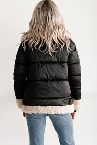 Night Affair Layered Faux Fur Puffer Coat (Black/Cream)