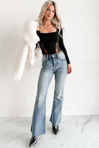 Julius High Rise Flare Sneak Peek Jeans (Medium)