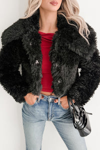 Strong Season Faux Fur Collared Jacket (Black) - NanaMacs