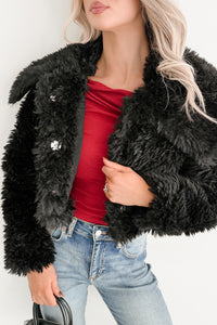 Strong Season Faux Fur Collared Jacket (Black) - NanaMacs