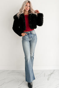 Strong Season Faux Fur Collared Jacket (Black) - NanaMacs
