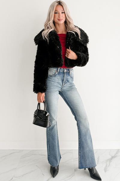 Strong Season Faux Fur Collared Jacket (Black)
