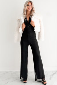 Dark & Dazzling Metallic Halter Jumpsuit (Black) - NanaMacs