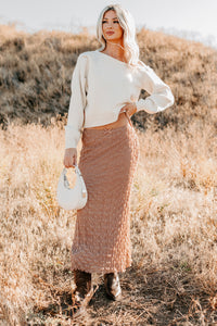 Polished Ease Textured Lace Maxi Skirt (Tan) - NanaMacs