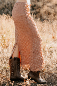 Polished Ease Textured Lace Maxi Skirt (Tan) - NanaMacs